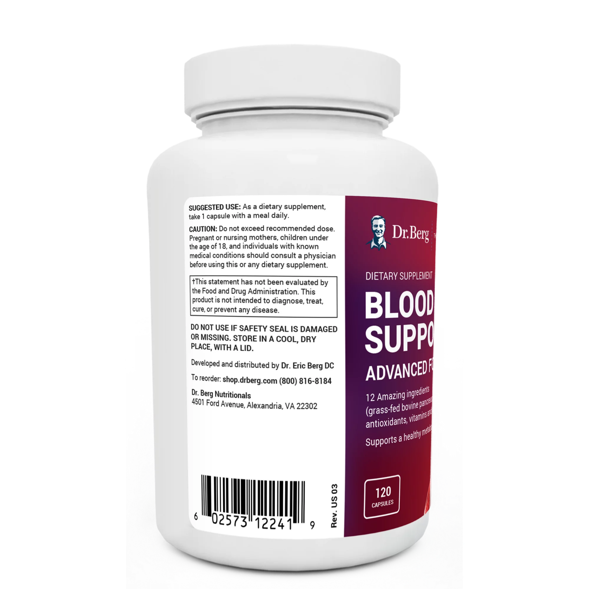 Dr. Berg Blood Sugar Support | Advanced Natural Formula for Energy & Balance | 120 Capsules