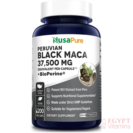 NusaPure Black Maca Root 37,500mg, 200 Capsules ماكا سوداء من بيرو تركيز 37,500 مجم، 200 كبسولة
