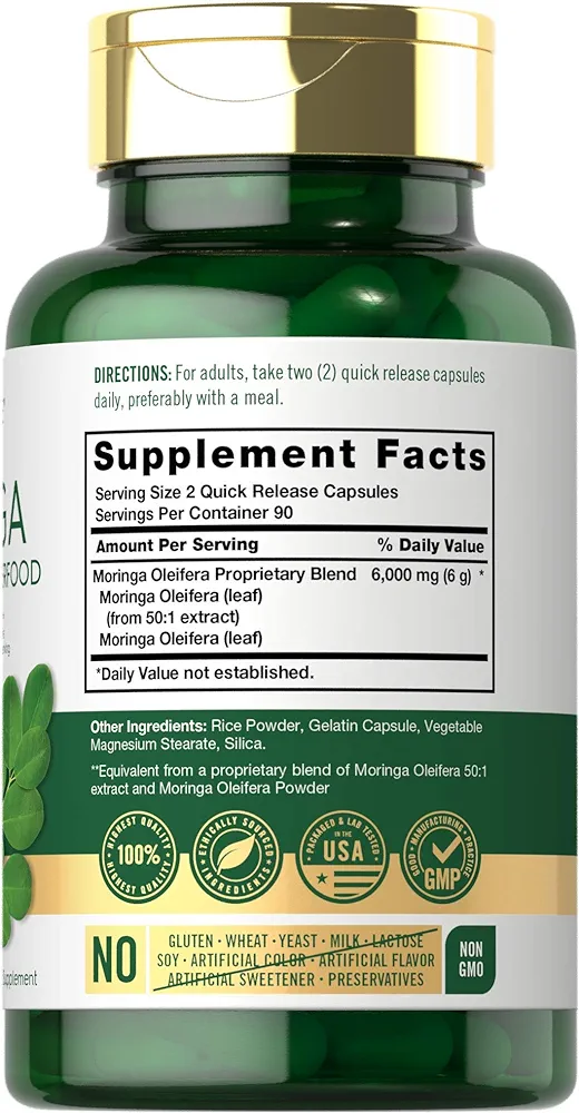 ingredients of Carlyle Moringa Oleifera 6000 mg 180 Capsules